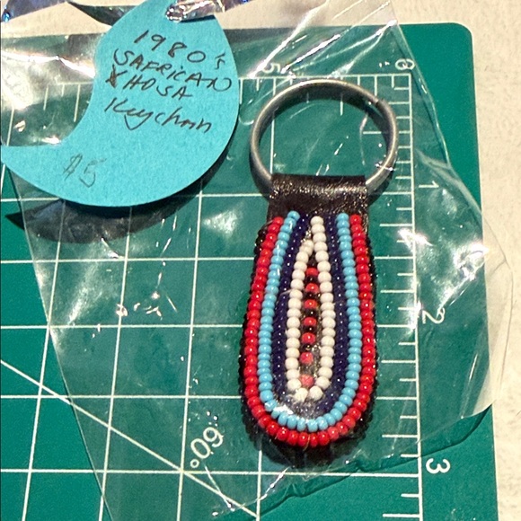 1980s South Africa Xhosa Hand Beaded Key Chain Double Sided